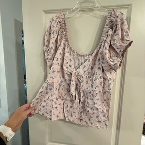 Torrid Pink and Blue Floral Blouse